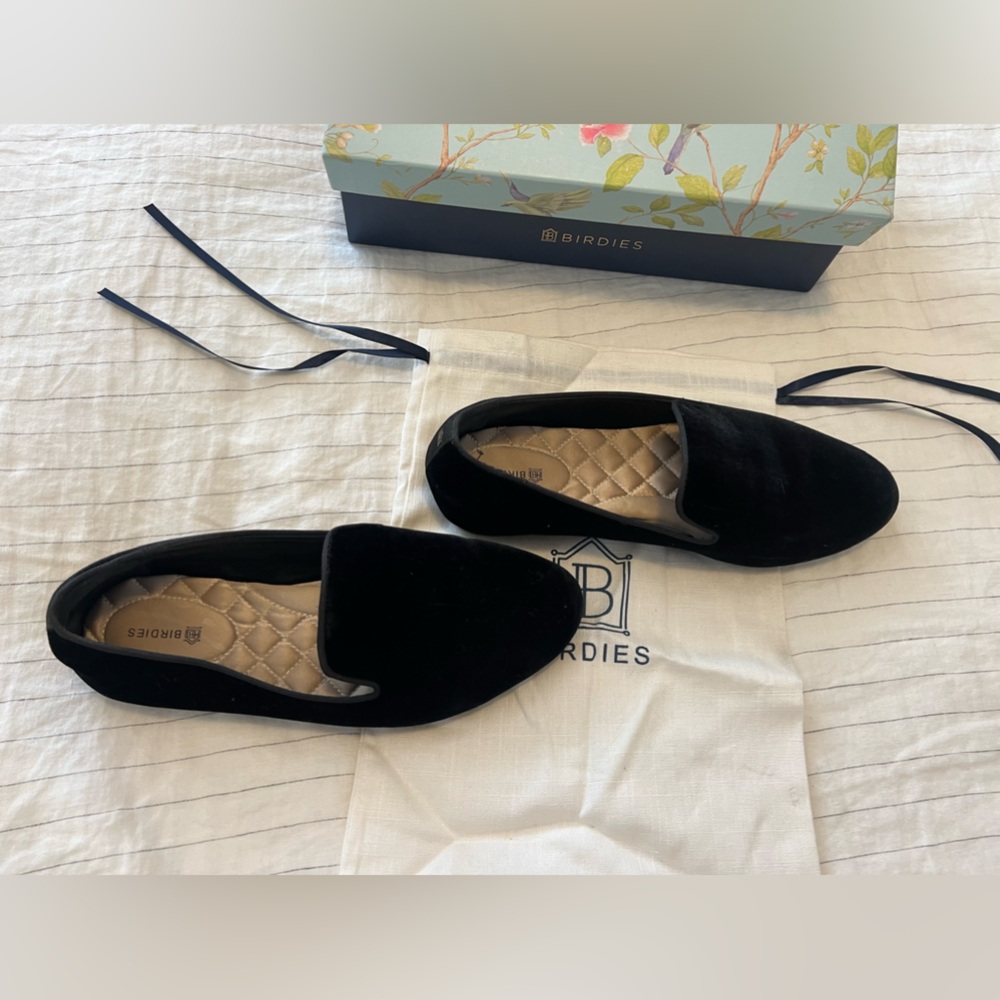 Birdies Black Velvet Loafers